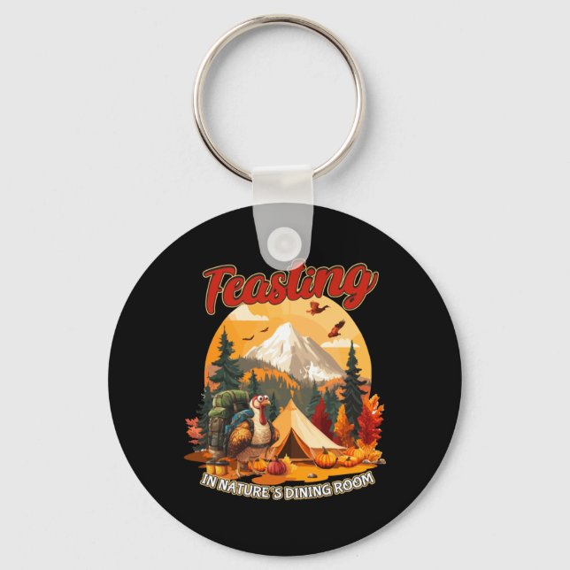 Thanksgiving Camping Turkey Hiking Lover Keychain (Front)