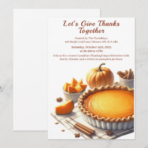 Thanksgiving Canada   Cozy Pumpkin Pie Gathering Invitation
