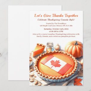 Thanksgiving Canada   Cozy Pumpkin Pie Gathering Invitation