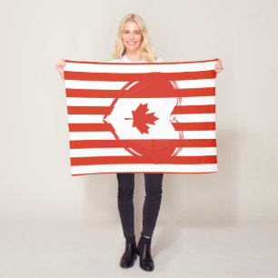 Thanksgiving Canada – Red heart and stripes Fleece Blanket