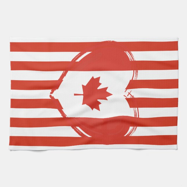 Thanksgiving Canada – Red heart and stripes  Kitchen Towel (Horizontal)