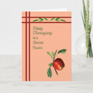 Thanksgiving Card for Cousin with Apple