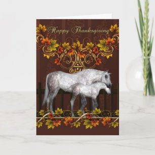 Thanksgiving Card With Mare And Foal - Equine Than