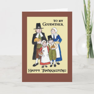 Thanksgiving Card with Pilgrims for Godfather