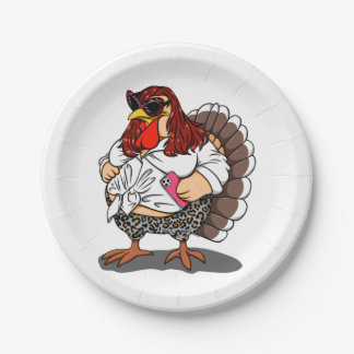 Thanksgiving, Cartoon Diva Turkey,  Paper Plate