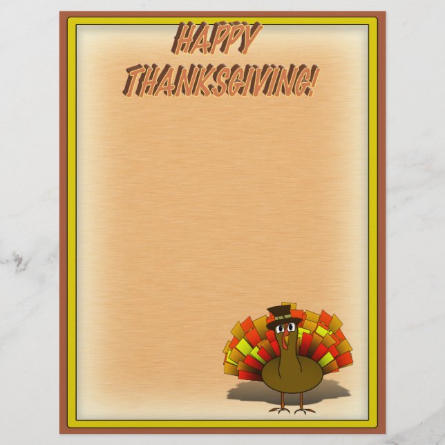 Thanksgiving Cartoon Turkey Pilgrim Flyer (Front)