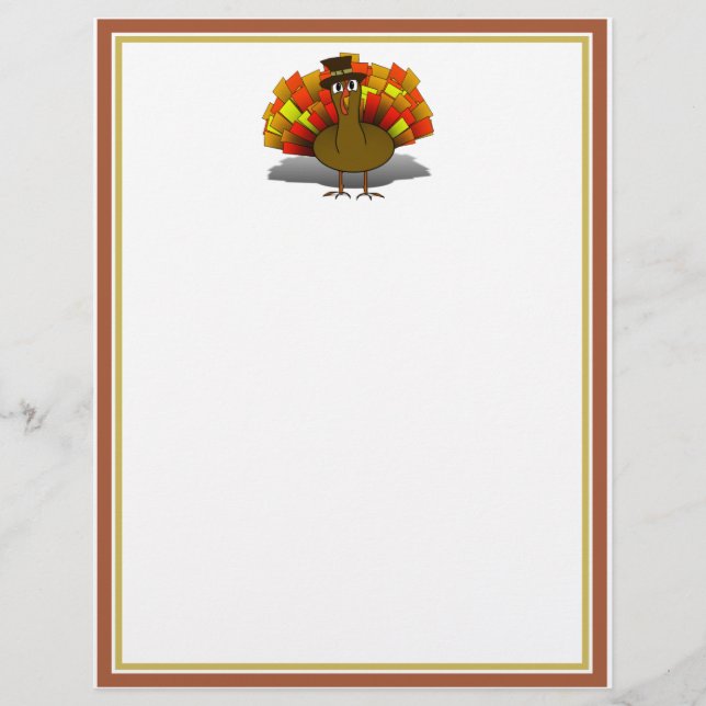 Thanksgiving Cartoon Turkey Pilgrim Flyer (Front)