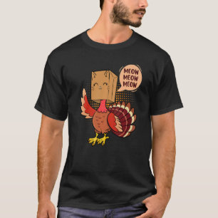 Thanksgiving Cat  Fake Cat Meow Thanksgiving Turke T-Shirt
