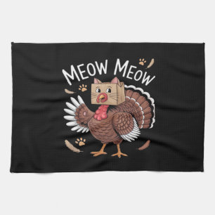 Thanksgiving Cat Funny Fake Cat Meow Thanksgiving  Kitchen Towel