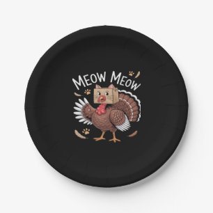 Thanksgiving Cat Funny Fake Cat Meow Thanksgiving  Paper Plate