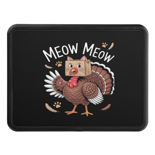 Thanksgiving Cat Funny Fake Cat Meow Thanksgiving  Trailer Hitch Cover (Front)