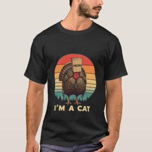 Thanksgiving Cat Meow-velousFunny Turkey Fake Cat  T-Shirt