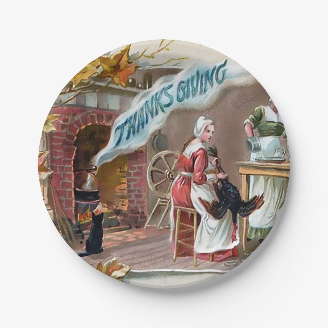 Thanksgiving Cat Paper Plate (Front)