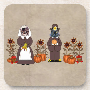 Thanksgiving Cats Coaster