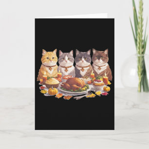 Thanksgiving Cats Dinner Feast Vintage Fall  Card