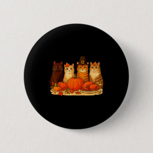 Thanksgiving Cats Dinner Pumpkin Autumn Men Women 2 Inch Round Button