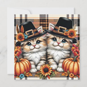 Thanksgiving Cats Greeting Card