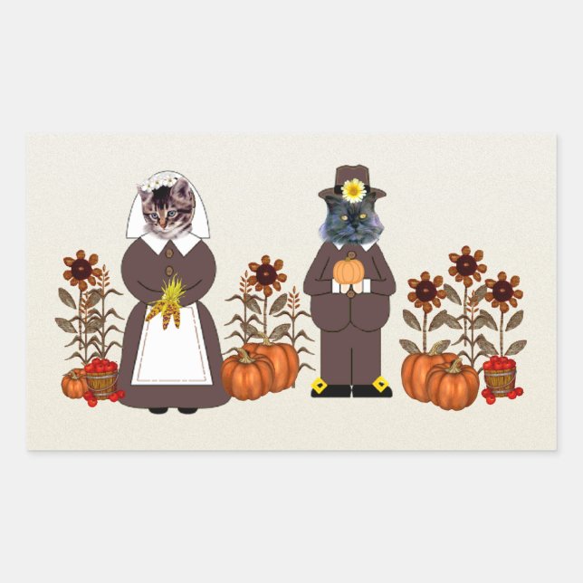 Thanksgiving Cats Sticker (Front)