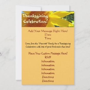 Thanksgiving Celebration! Invitations Sunflower