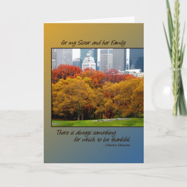 Thanksgiving Central Park for Sister & her Family Holiday Card (Front)