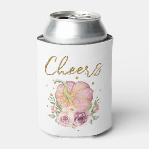 Thanksgiving Cheers Pumpkin Pink Can Cooler