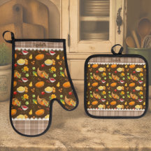 Thanksgiving Chef Harvest Pattern with Plaid