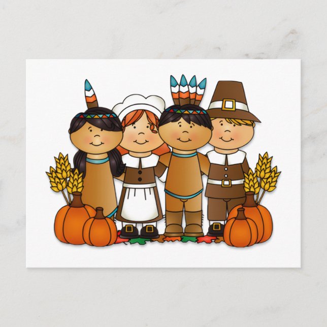 Thanksgiving children holiday postcard (Front)