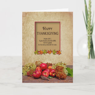 Thanksgiving - Christian - Apples/Hydrangeas Fall Holiday Card