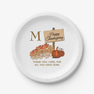 THANKSGIVING Christian Monogram Paper Plate