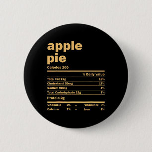 Thanksgiving Christmas Apple Pie Nutritional Facts 2 Inch Round Button