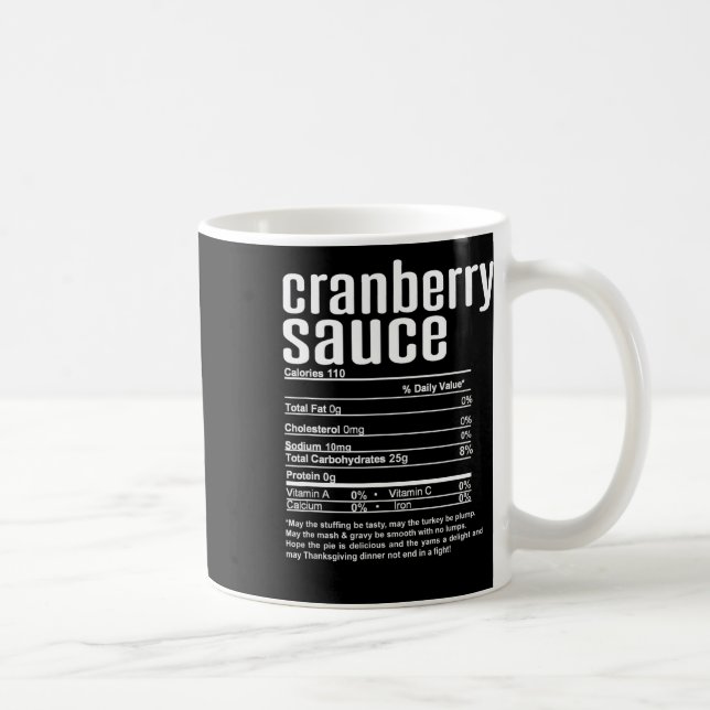 Thanksgiving Christmas Cranberry Sauce Nutritional Coffee Mug (Right)