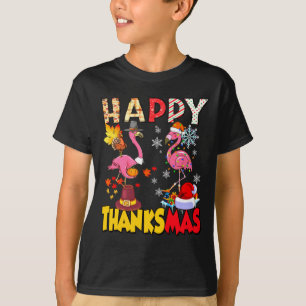 Thanksgiving Christmas Flamingo Happy Thanksmas Xm T-Shirt