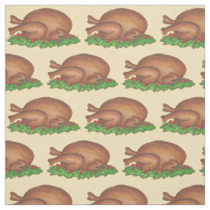 Thanksgiving Christmas Holiday Turkey Meat Platter Fabric