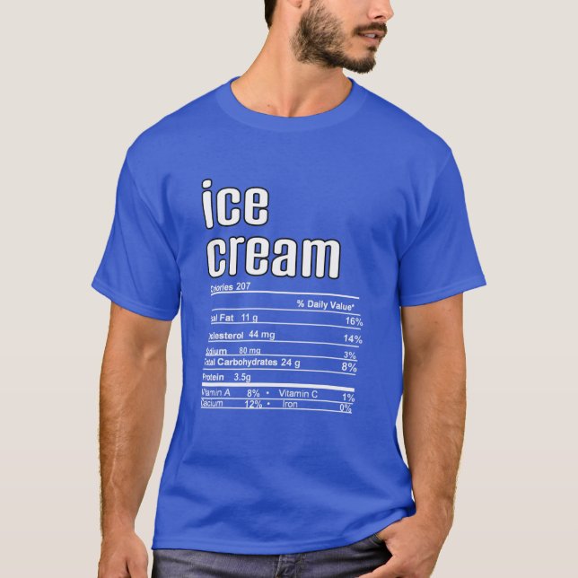 Thanksgiving Christmas Ice Cream Nutrition Fact T-Shirt (Front)