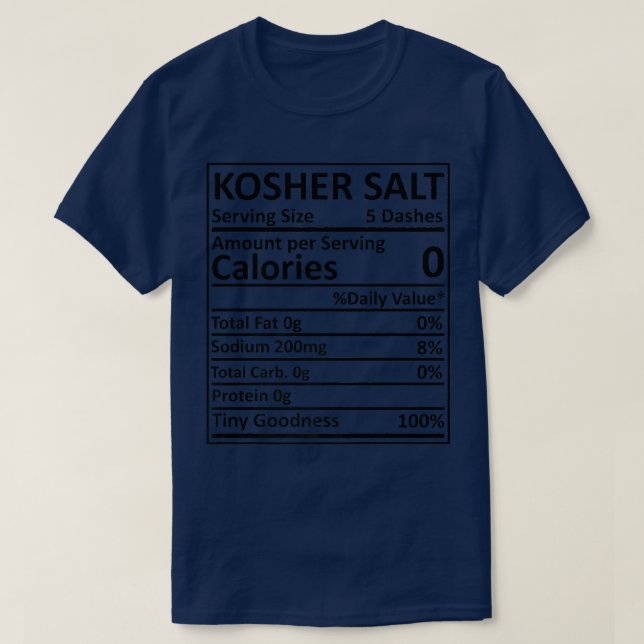 Thanksgiving Christmas Kosher Salt Nutritional Fac T-Shirt (Design Front)