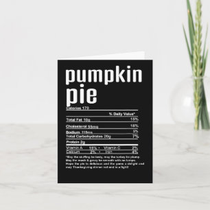 Thanksgiving Christmas Pumpkin Pie Nutritional Fac Card