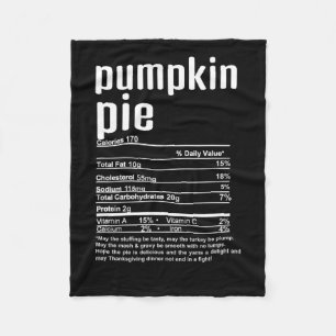 Thanksgiving Christmas Pumpkin Pie Nutritional Fac Fleece Blanket