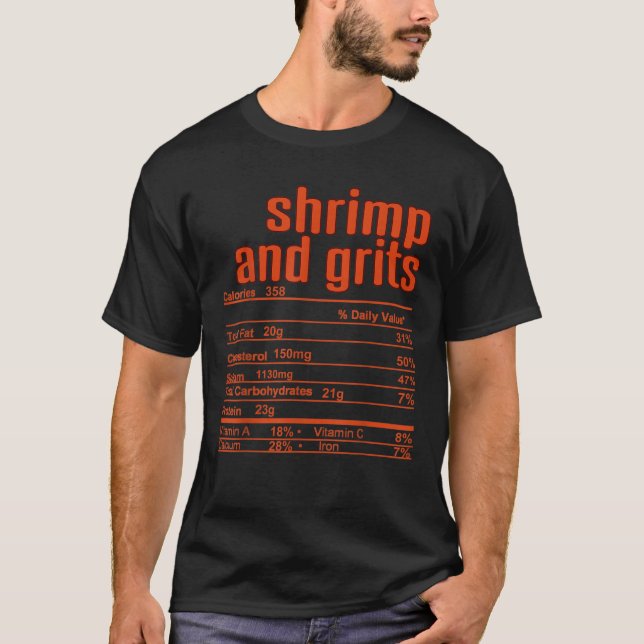 Thanksgiving Christmas Shrimp Grits Nutrition Fact T-Shirt (Front)