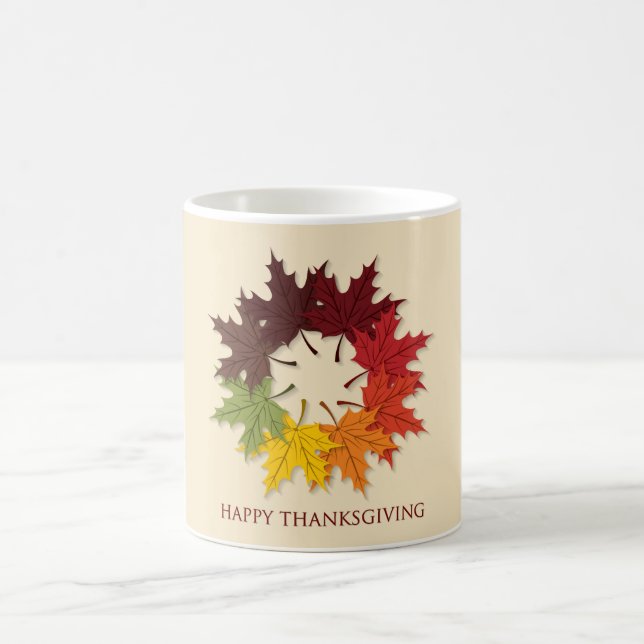 Thanksgiving circle of leaves coffee mug (Center)