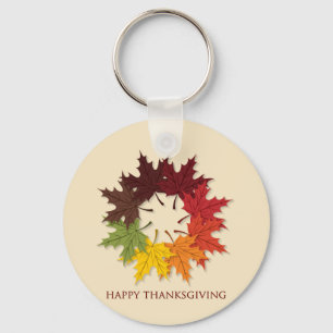 Thanksgiving circle of leaves keychain