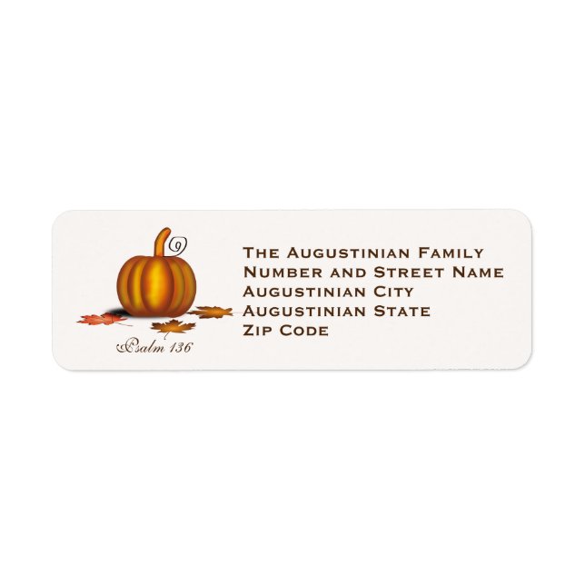 THANKSGIVING Citrouille Adresse de retour Customis (Devant)