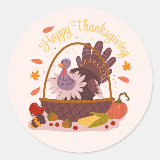 Thanksgiving   classic round sticker (Front)