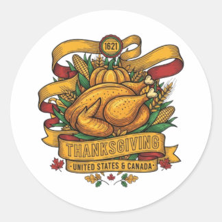 THANKSGIVING CLASSIC ROUND STICKER