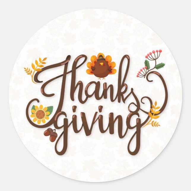 Thanksgiving  classic round sticker (Front)
