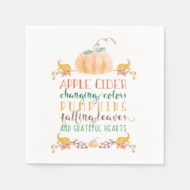 Thanksgiving Cocktail Paper Napkins (Front)