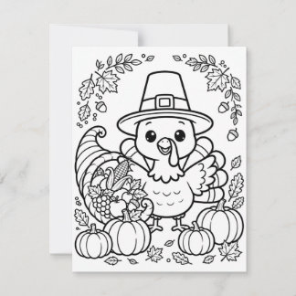 Thanksgiving Colouring Pages Card