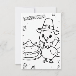 Thanksgiving Colouring Pages for Kids Thank You Card