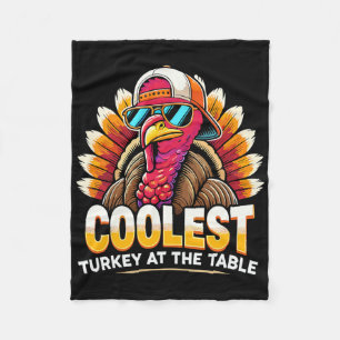 Thanksgiving Coolest Boys Turkey At Table Toddler  Fleece Blanket