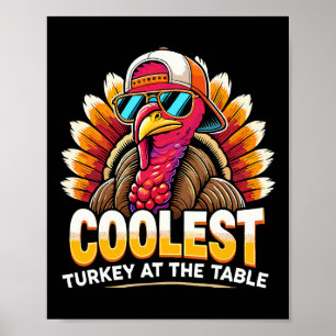 Thanksgiving Coolest Boys Turkey At Table Toddler Poster