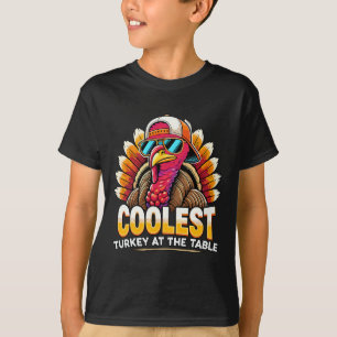Thanksgiving Coolest Boys Turkey At Table Toddler  T-Shirt
